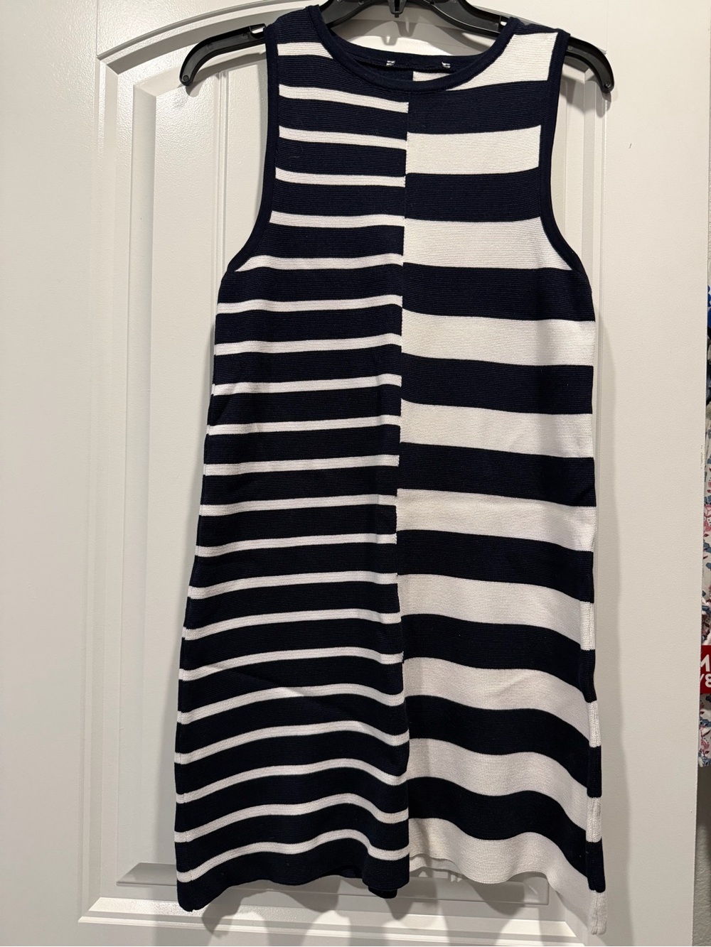 Mango Black & White Striped Sleeveless A-Line Dress